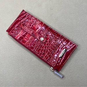 RED LEATHER BRAHMIN CARD HOLDER